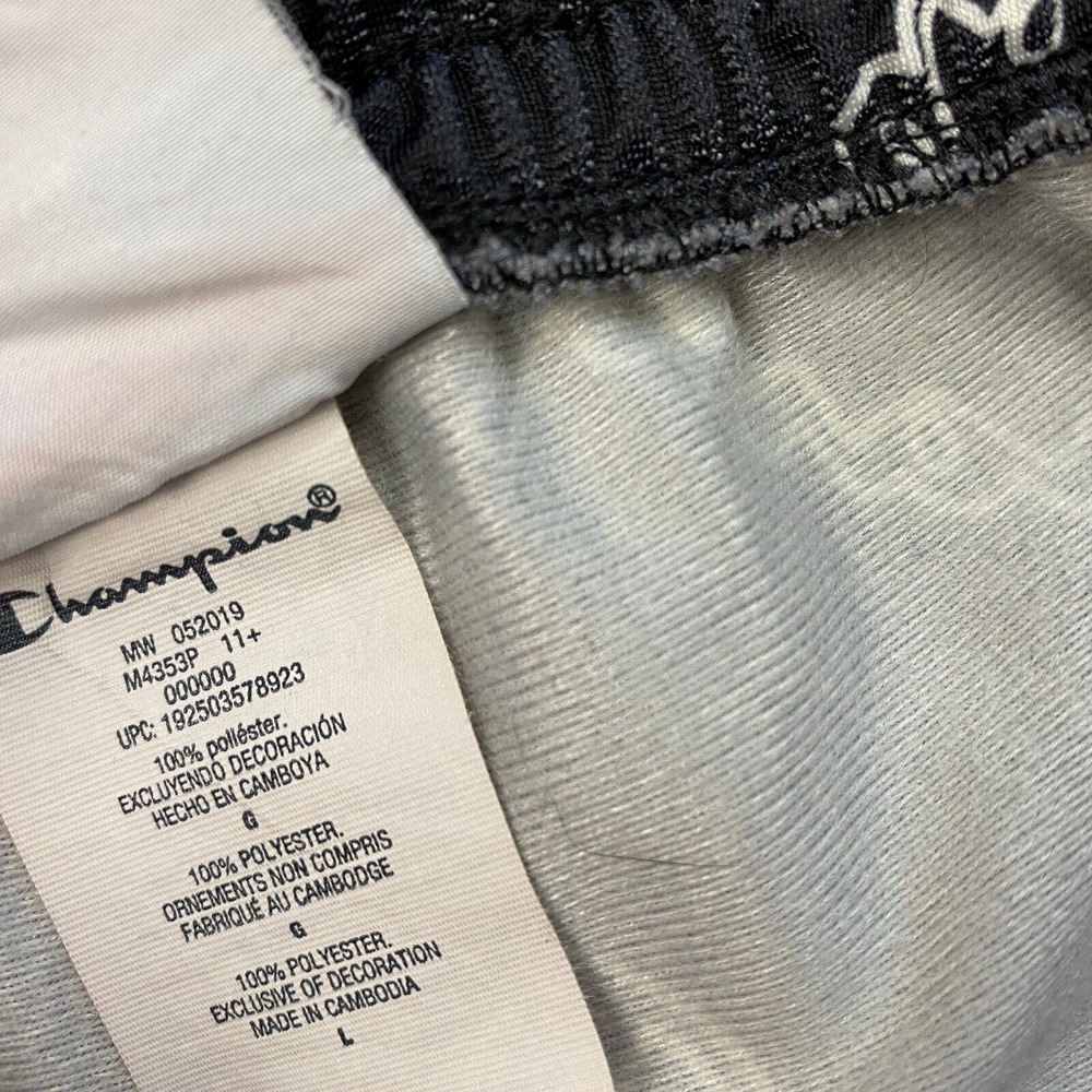 Champion Womens Track Pants Allover Logo Print Size Large Black Pockets Jogger - Picture 12 of 14
